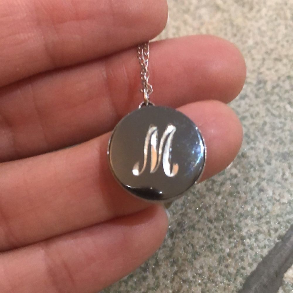 Vintage “M” Initial Silver tone necklace Anson